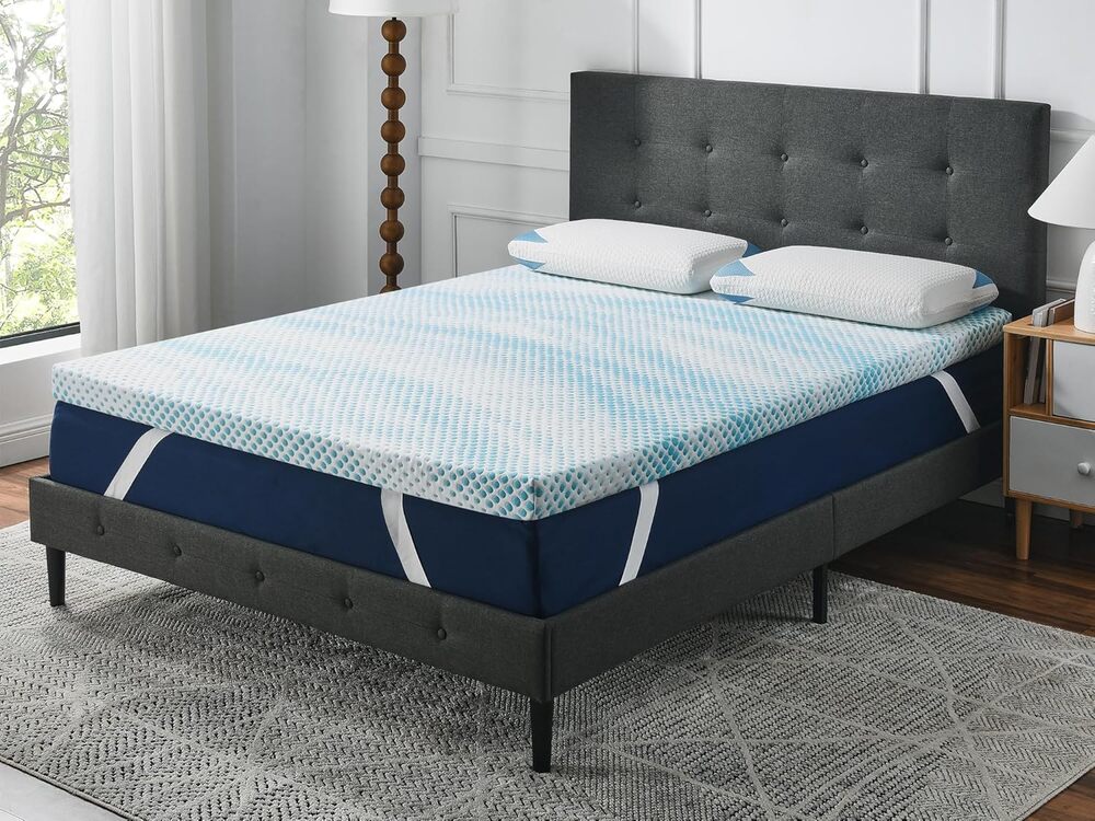 Roost Sleep Cool Cloud Supreme topper for Memory foam Mattress, anchor straps, machine washable covers.