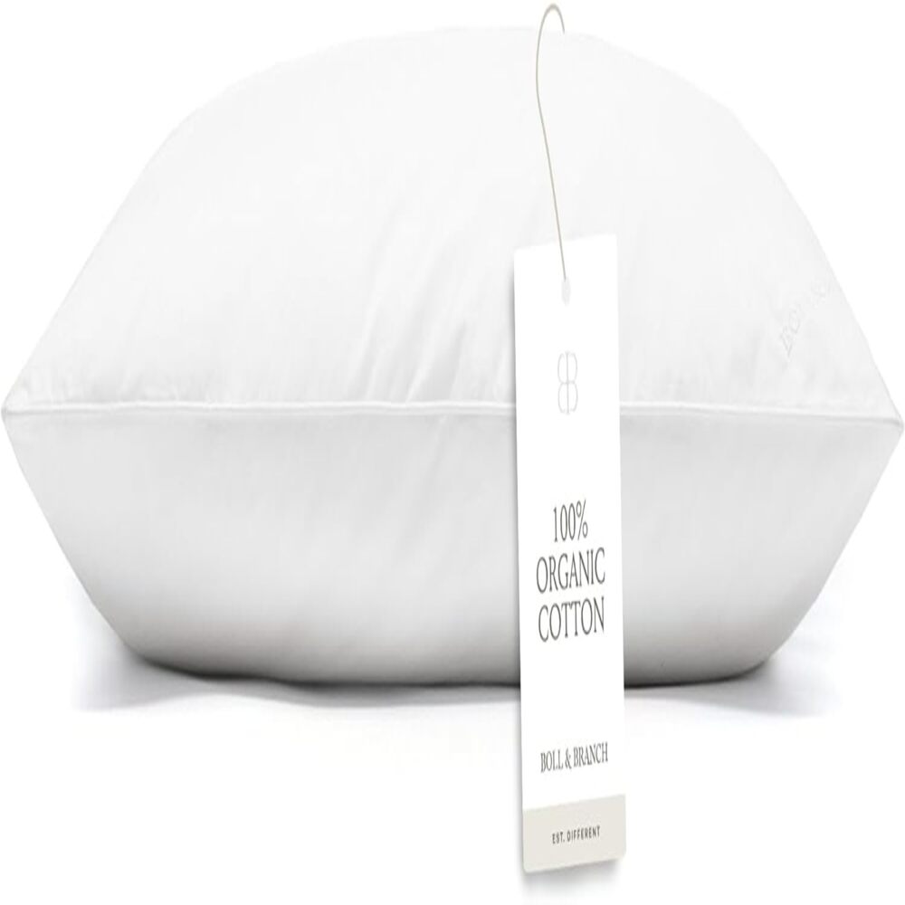 BOLL & BRANCH Down Alternative Pillow for good night's sleep, Organic shell, Made in USA, Hotel-grade puff.