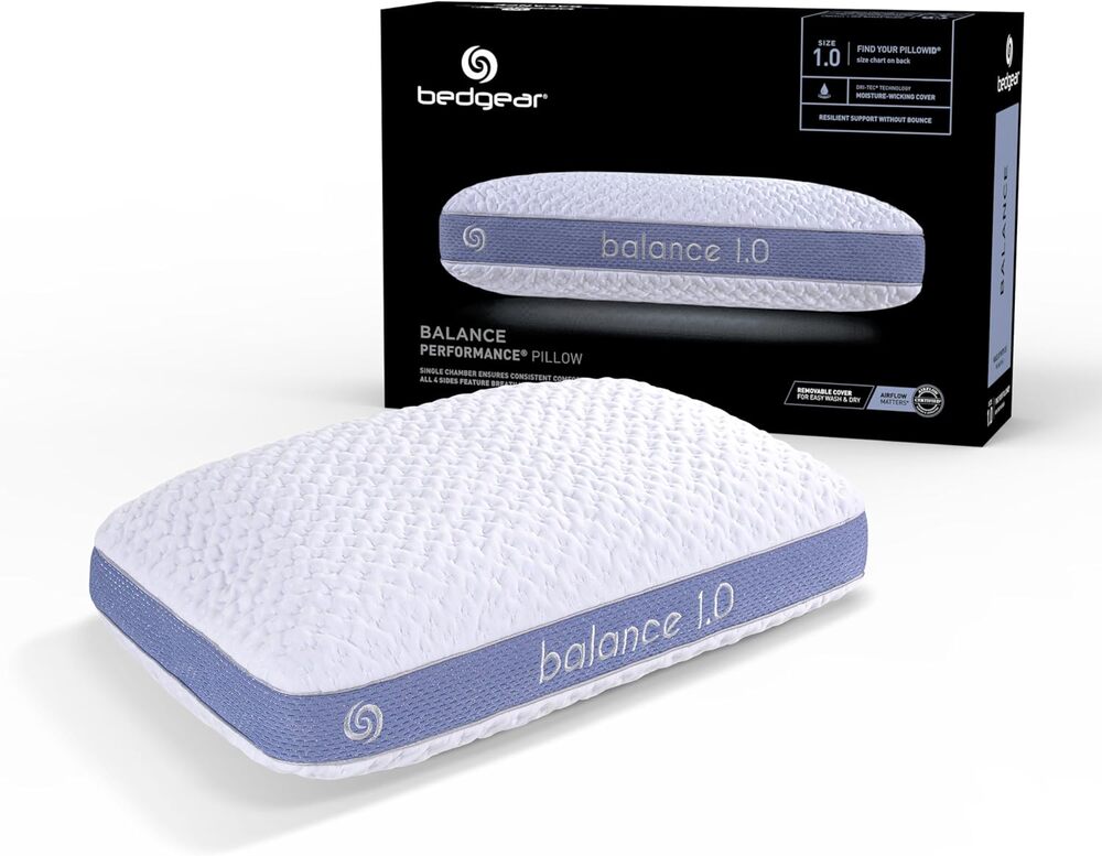 Bedgear Balance Performance Pillow for neck pain and headaches, made in USA, zero off-gassing.  