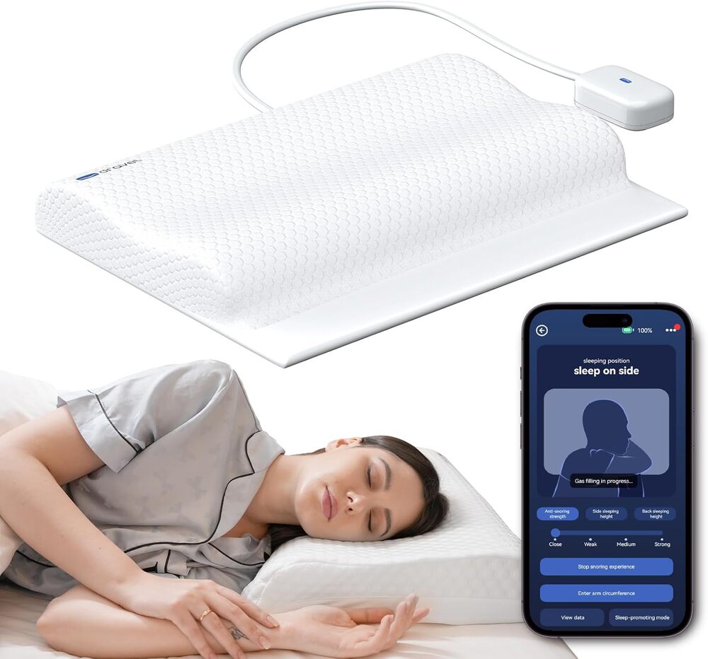 DRAVEL Premium Smart Anti-Snore Pillow for sleep apnea, travel friendly, zero off gas, works with all mask type.