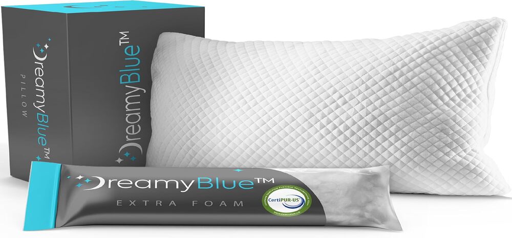 DreamyBlue pillow for neck pain and side sleepers,  stays cool, removable cover. 