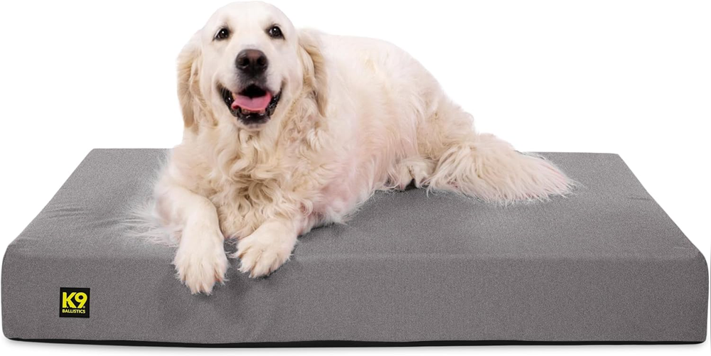 K9 Ballistics Tough Ripstop Orthopedic Rectangle Dog Bed, built in waterproof liner, Nylon face stays cool.