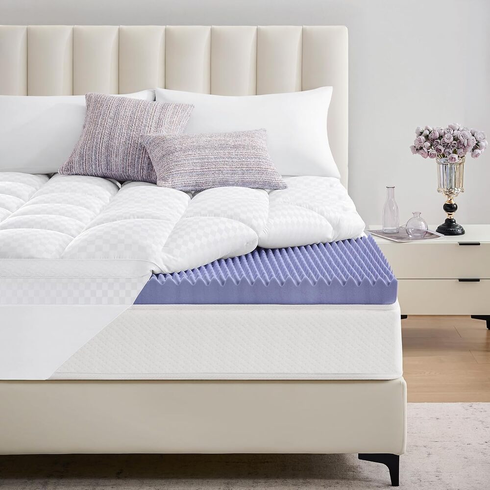 Downluxe 5 Inch Queen Memory Foam Mattress Topper for hot sleepers, budget friendly, corer straps and skirt.