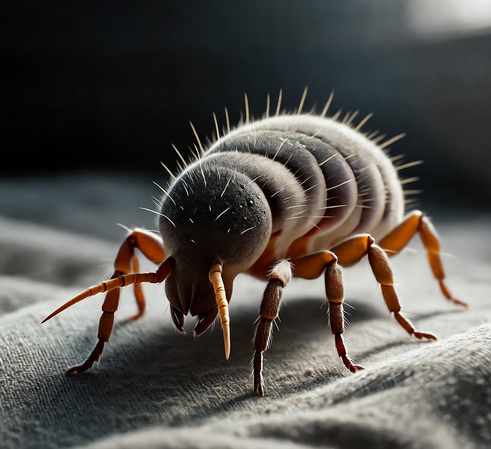 Picture showing dust mite on the bedsheet.