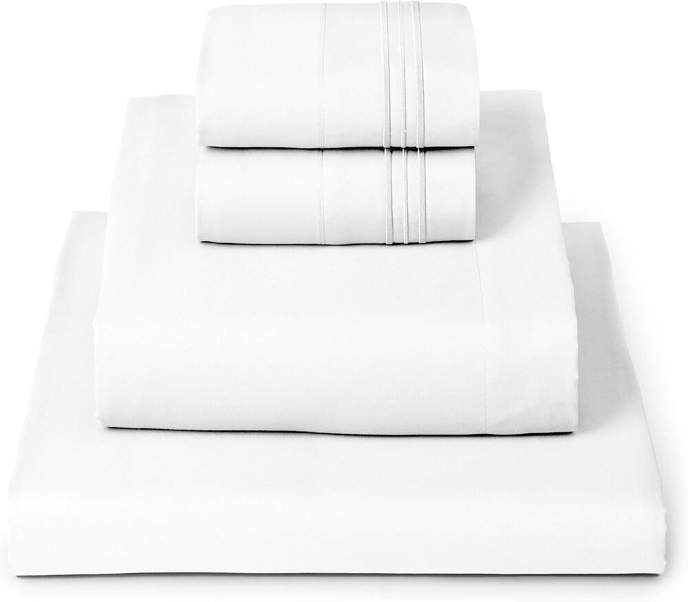 Mellanni King Sheets Set for memory foam mattress, wrinkle free, fade-proof, budget friendly.