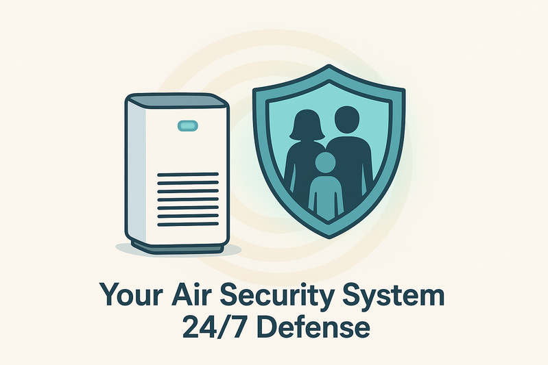 Picture showing how Air Purifiers protects family 24/7.