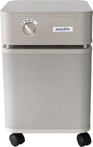 Austin Air HealthMate air purifer for garage, long filter life, steel housing.